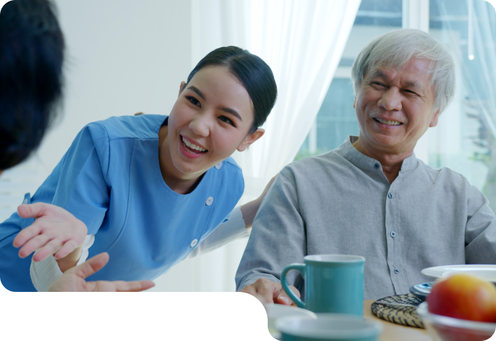 caregiver and elder man